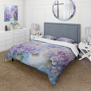 Purple Hydrangea Paradise Flowers I - Duvet Cover Set